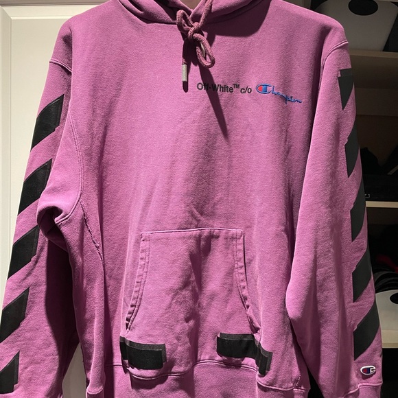 Champion x Off White Purple Hoodie size Medium - Picture 2 of 9
